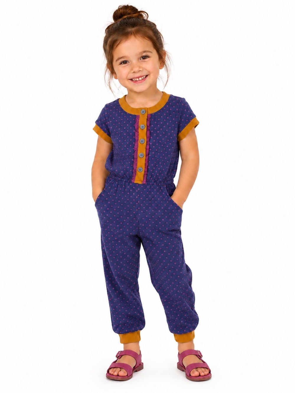 NWT Matilda Jane “Goodnight Sweetheart” Purple Pink Polka Dot Romper Size 4
